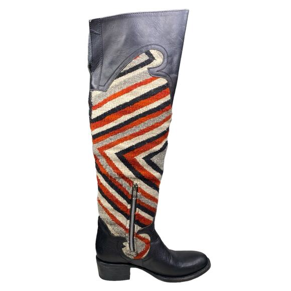 Freebird By Steven Cabal Black Leather Over The Knee Quilted Boots Size US 6 - Picture 4 of 12